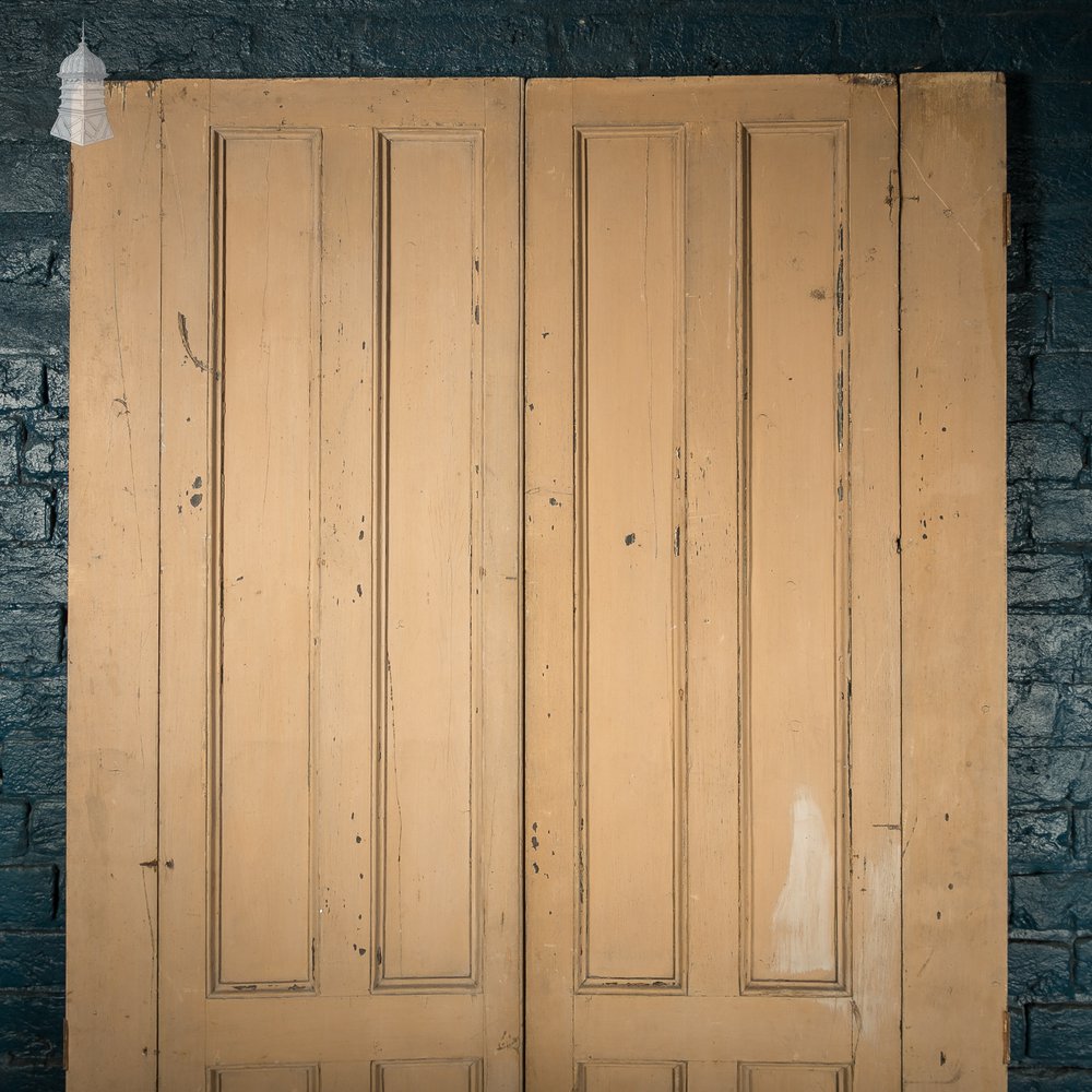 Paneled Window Shutters, Georgian, Over 7.5ft Tall, Distressed Paint Finish