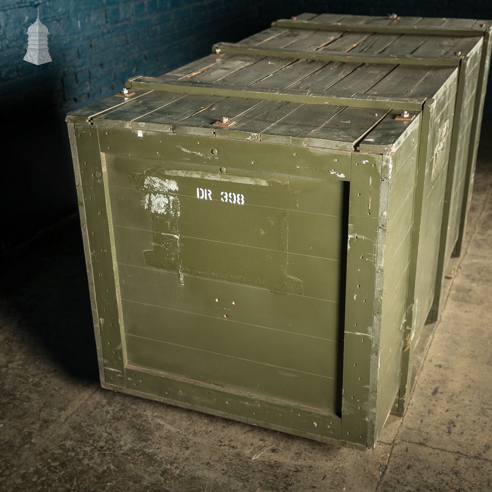 Large Green Painted Aircraft Parts Shipping Crate Reclaimed From a Norfolk RAF Base