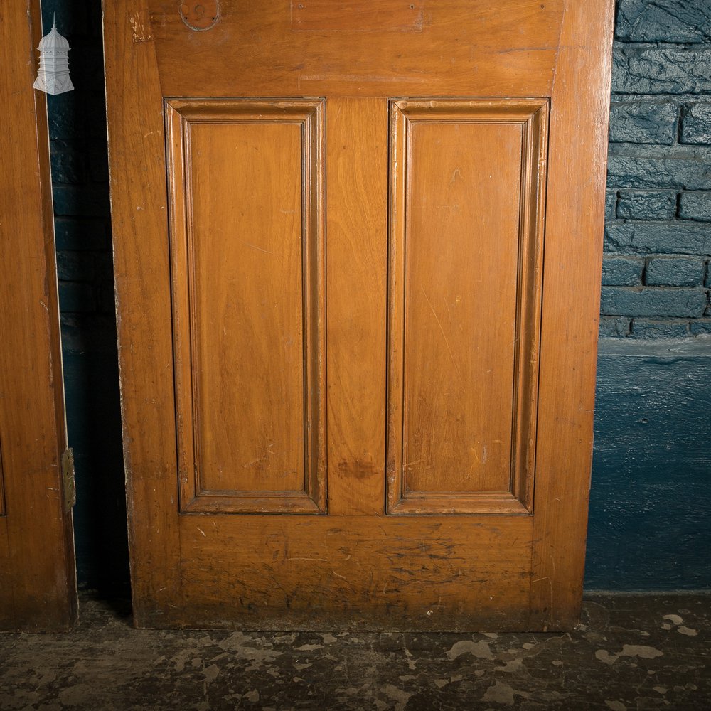 Mahogany Paneled Doors, Set of 3 19th C Hardwood, Gunstock, 4 Panel Doors