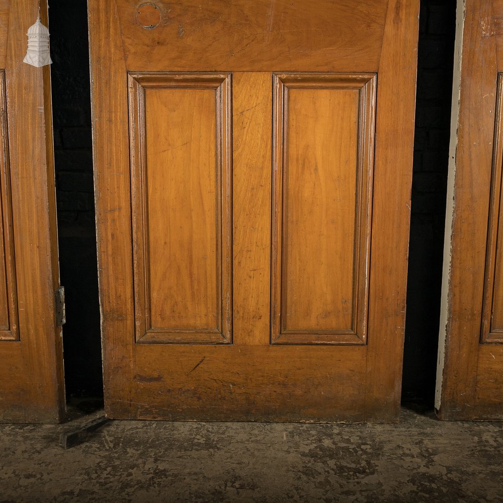 Mahogany Paneled Doors, Set of 3 19th C Hardwood, Gunstock, 4 Panel Doors