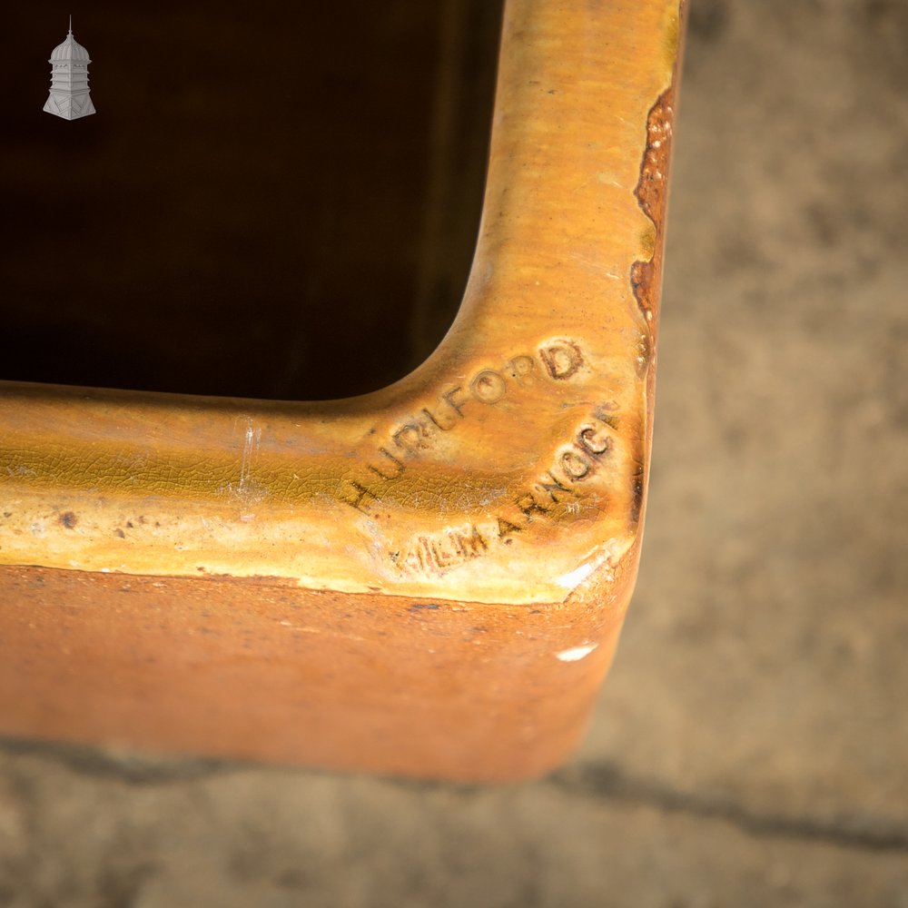 Pair of Salt Glazed Trough Sinks Stamped ‘Hurlford by Kilmarnock’ With Worn Finish