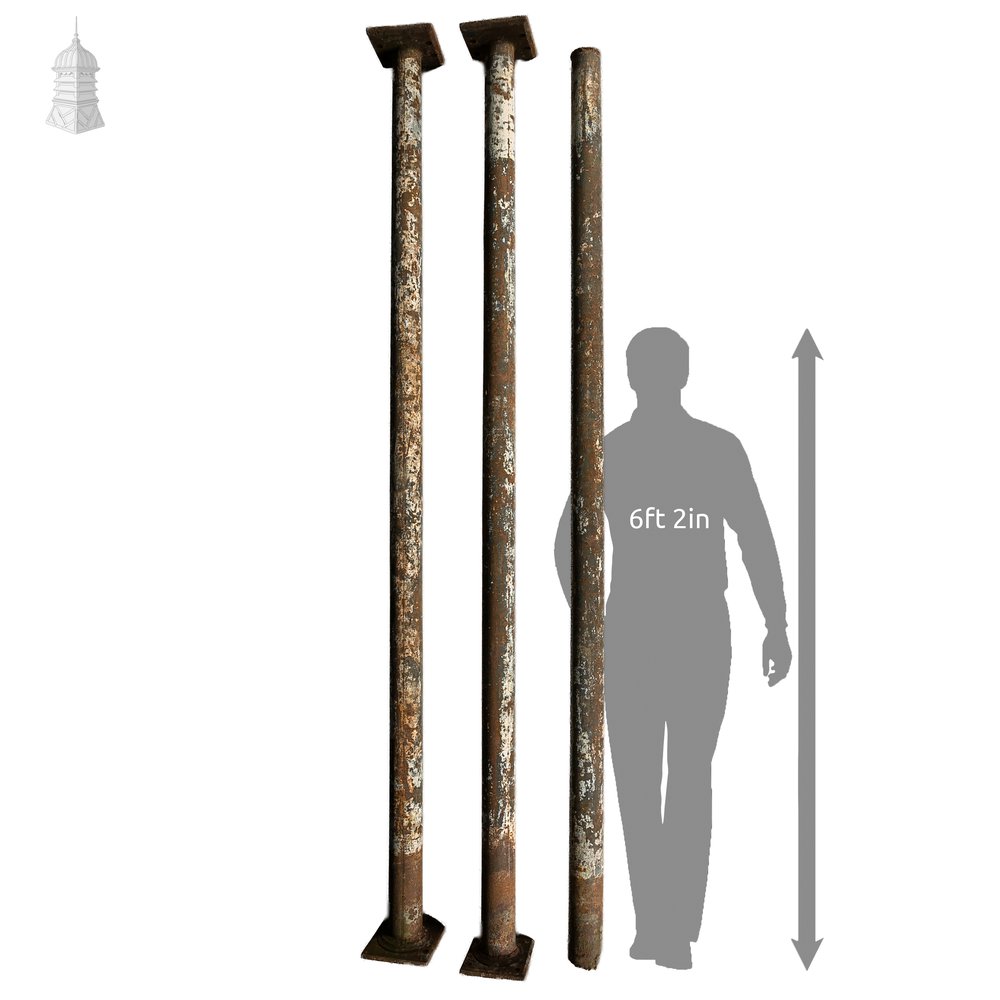 Cast Iron Pillars, 9 ft Tall - Columns Stanchions - Set of 5