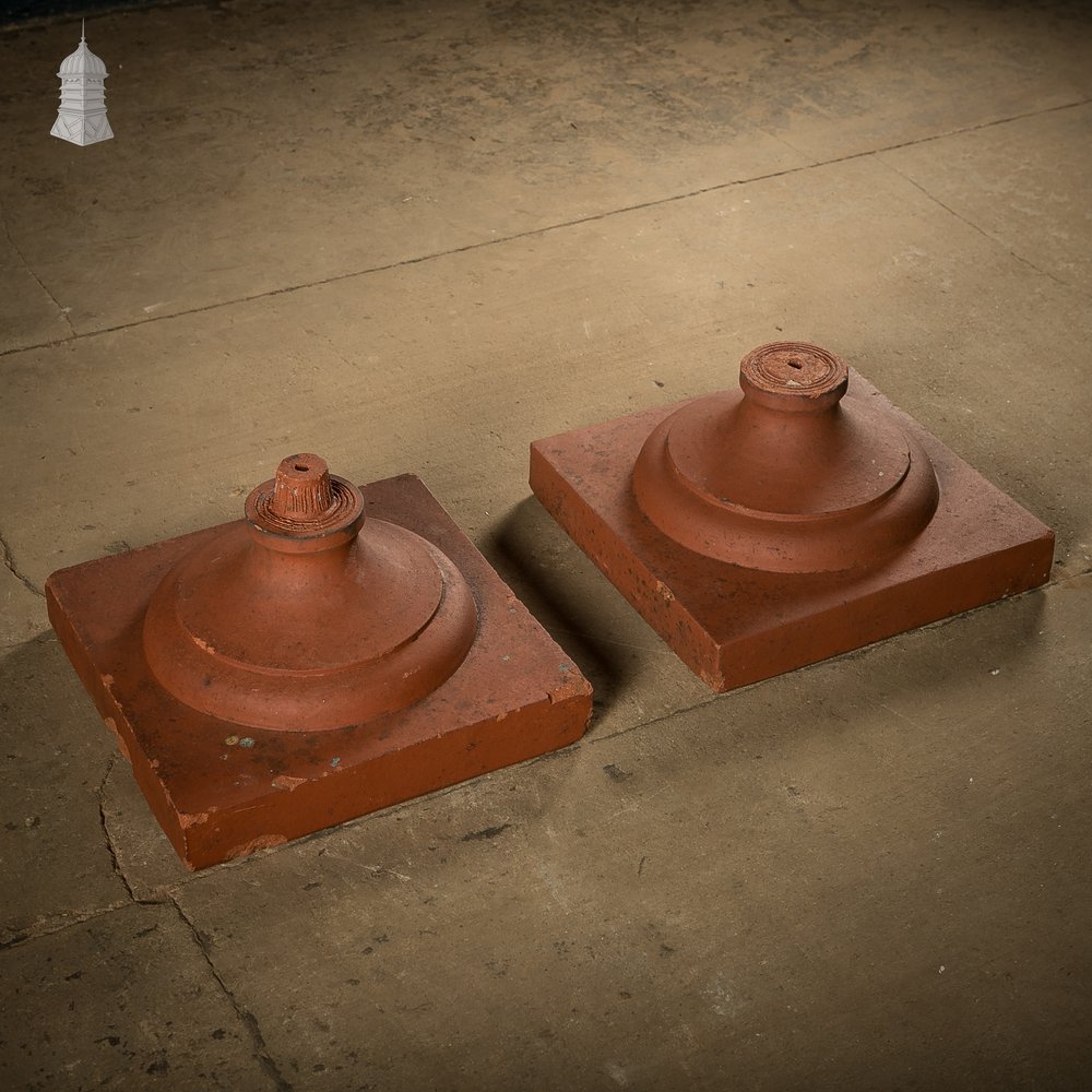 Terracotta Urn Bases, Pair of Pier Caps
