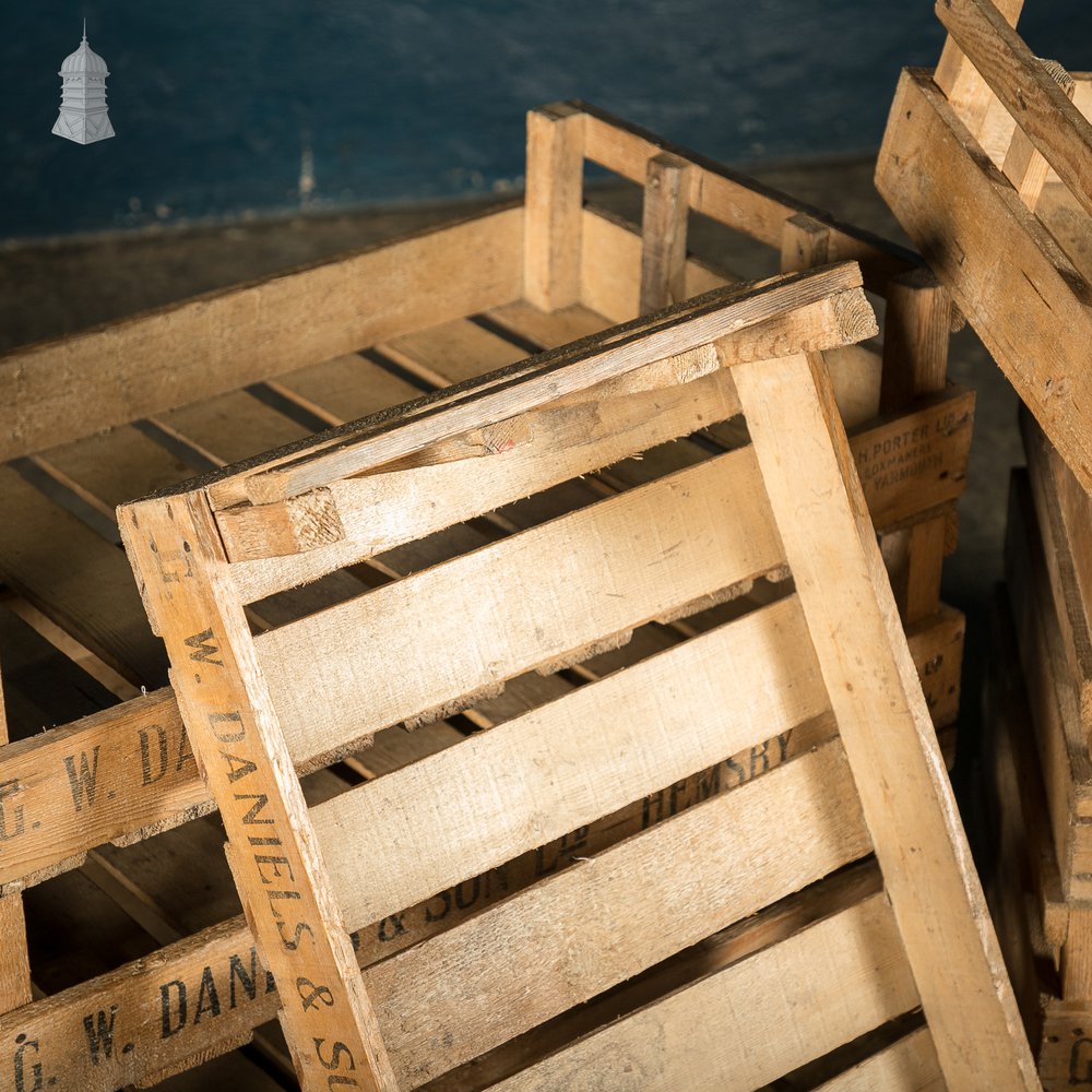 Batch of 10 G.W Daniels & Sons Wooden Chitting Crates with Clear Waxed Finish