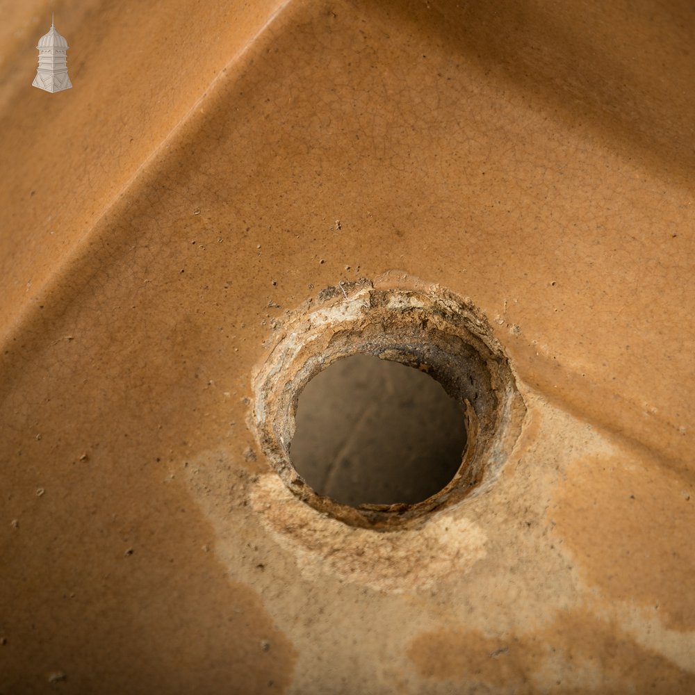 Fluted Trough Sink, Large Shallow Sink with Worn Cane Glazed Finish