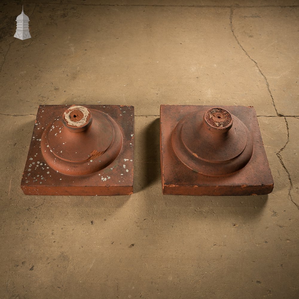 Terracotta Pier Caps, Pair of Urn or Finial Bases