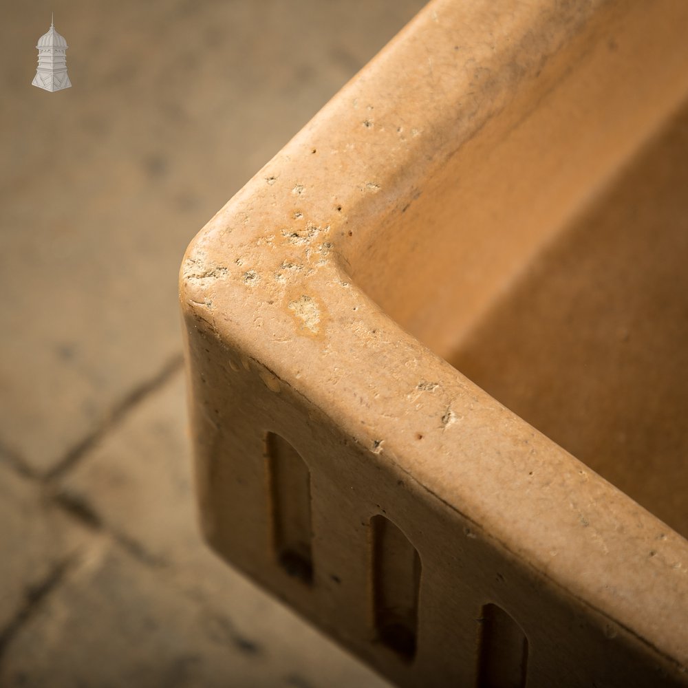 Fluted Trough Sink, Large Shallow Sink with Worn Cane Glazed Finish