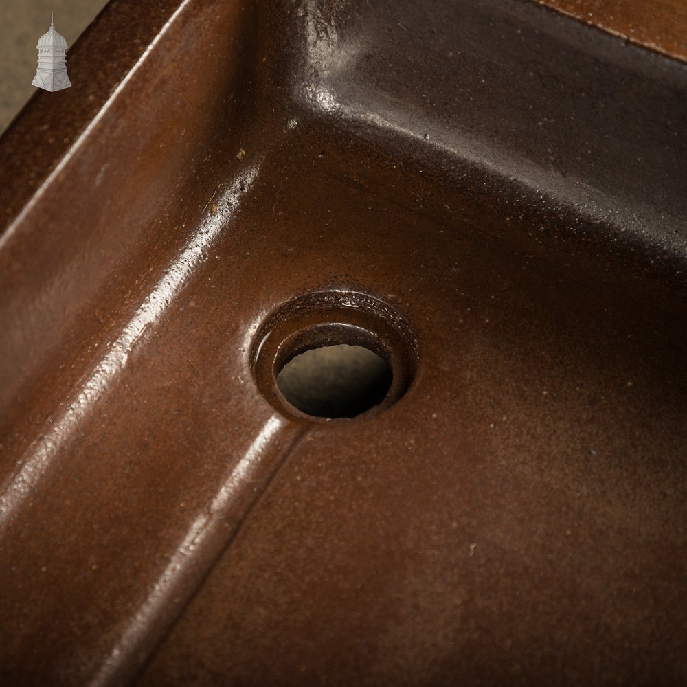 Georgian Shallow Sink, Salt Glazed, Left Hand Return with Decorative Floral Pattern