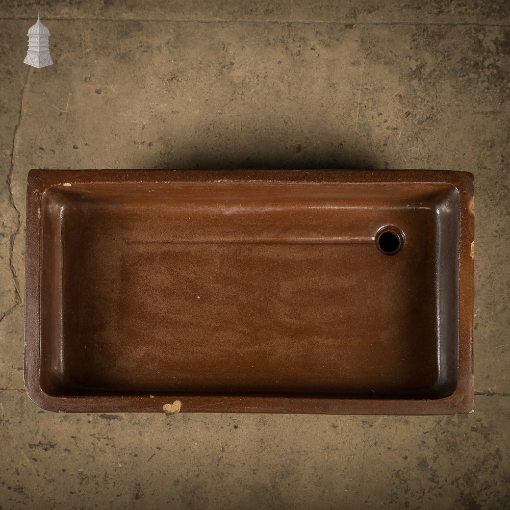 Georgian Shallow Sink, Salt Glazed, Left Hand Return with Decorative Floral Pattern