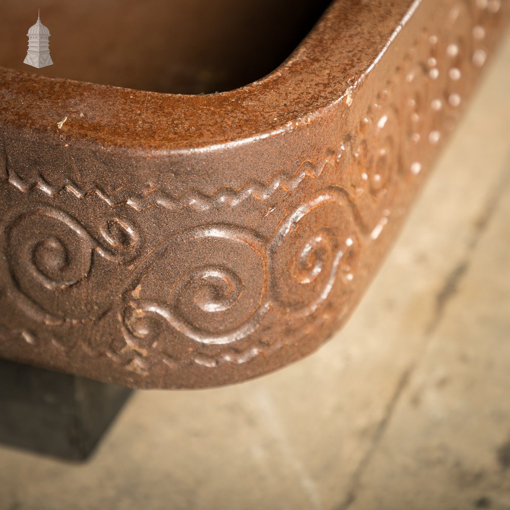 Shallow Trough Sink, Salt Glazed Left hand return with Decorative Floral Pattern