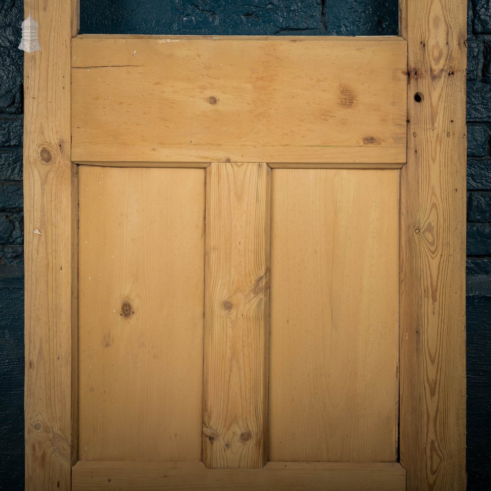 Half Glazed Door, 19th C Pine 3 Panel