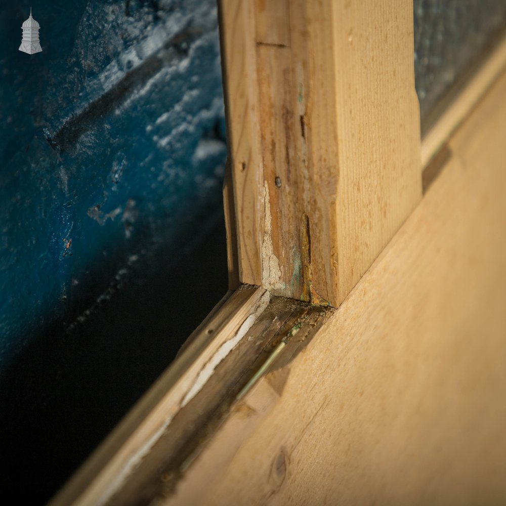 Half Glazed Door, Victorian Pine 4 Panel with ‘Arctic’ Style Figured Glass