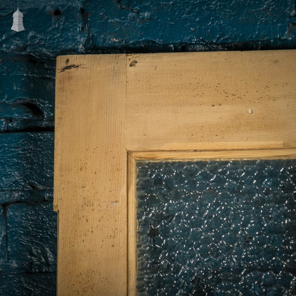 Half Glazed Door, Victorian Pine 4 Panel with ‘Arctic’ Style Figured Glass