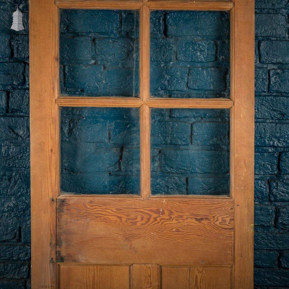 Half Glazed Door, 19th C Pitch Pine, 6 Over 2 Panel