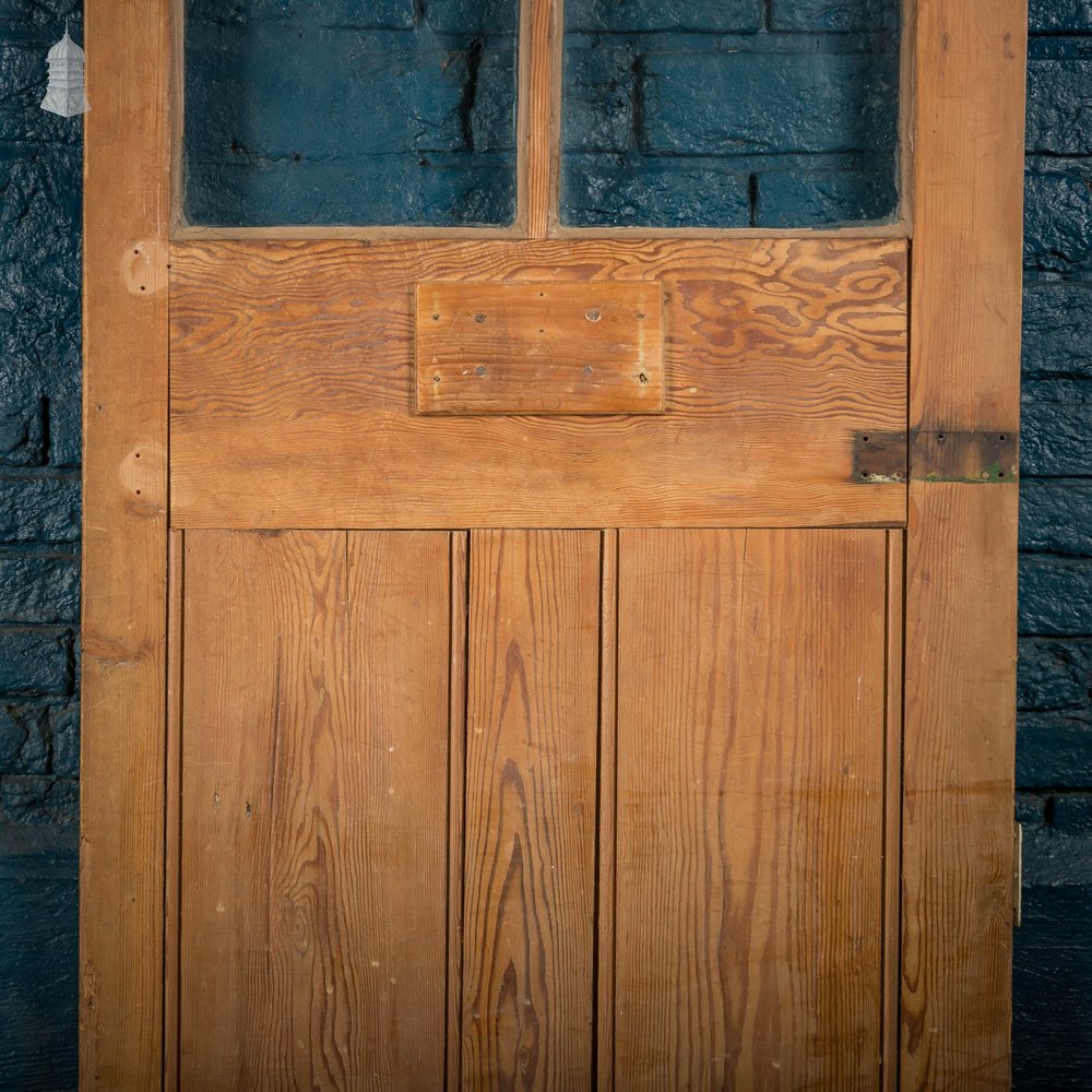 Half Glazed Door, 19th C Pitch Pine, 6 Over 2 Panel