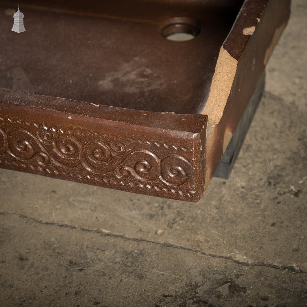 Shallow Trough Sink, 19th C with Salt Glazed Left Hand Return with Decorative Floral Pattern