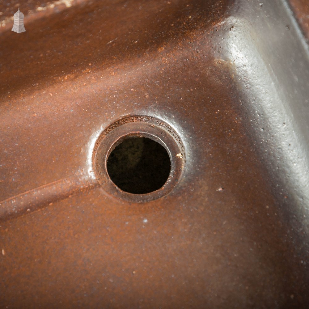 Shallow Trough Sink, 19th C Salt Glazed, Left Hand Return with Decorative Floral Design