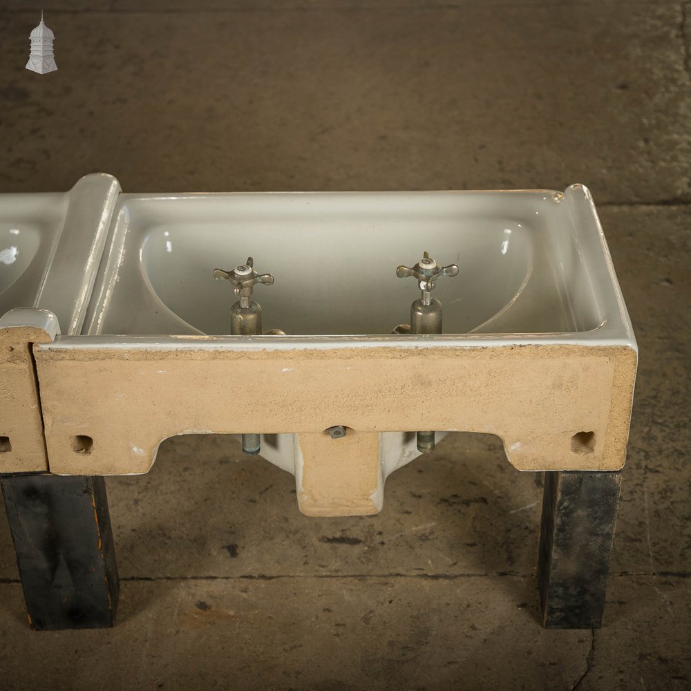 Interlocking Wash Basins, His and Hers Deco Sinks, Pair