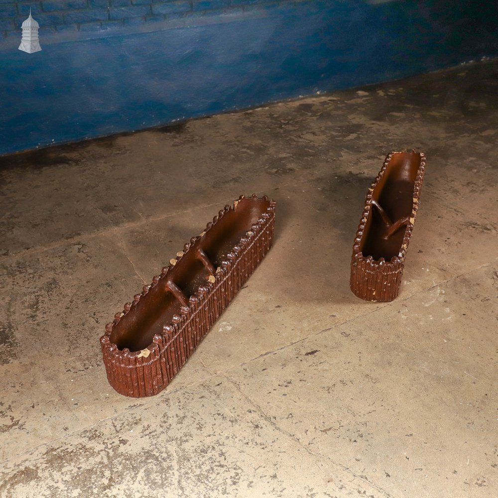 Salt Glazed Planters, Pair of Rare 19th C Ceramic Planters