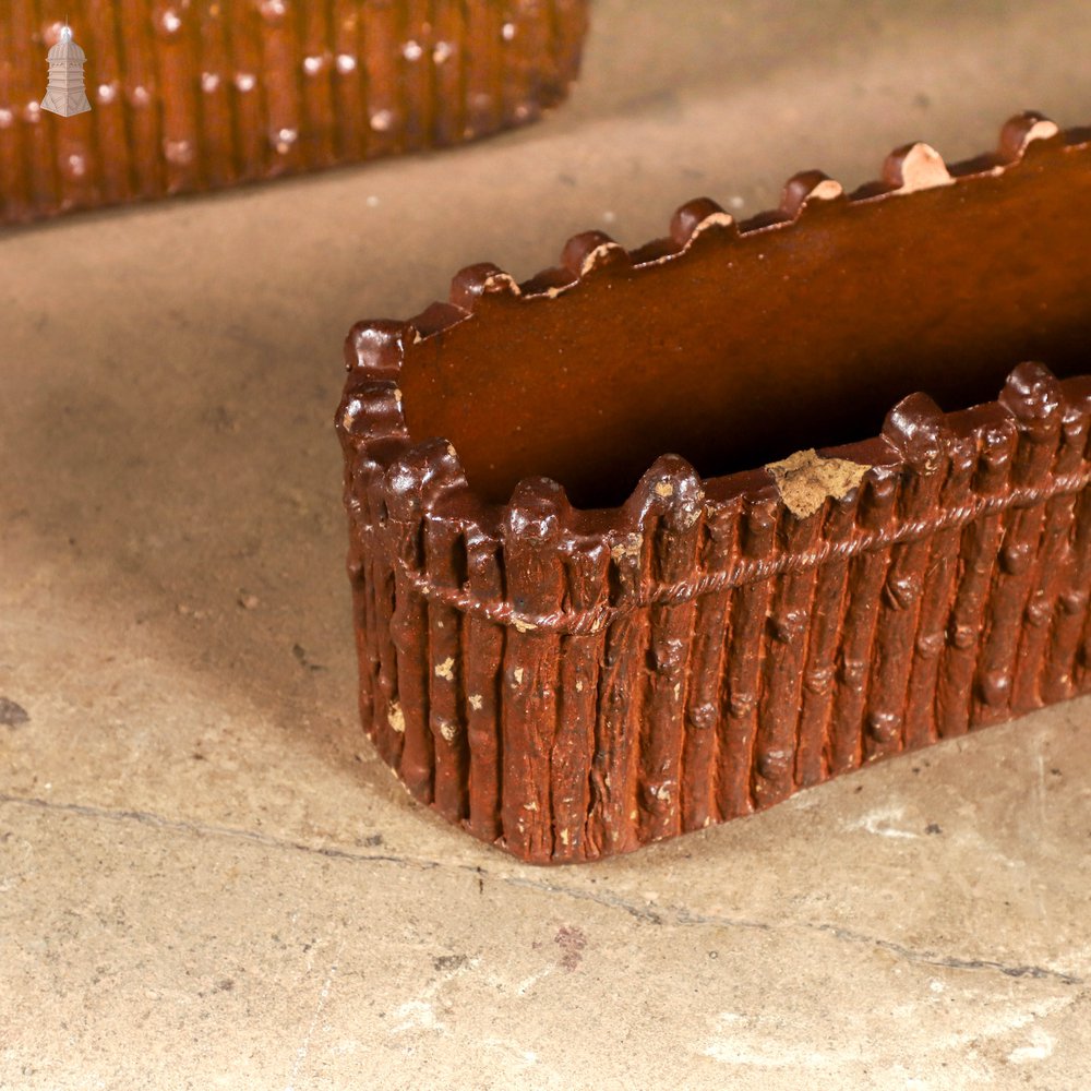 Salt Glazed Planters, Pair of Rare 19th C Ceramic Planters