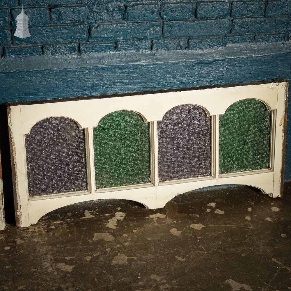 Batch of 9 Victorian Coloured Glass Wooden Windows