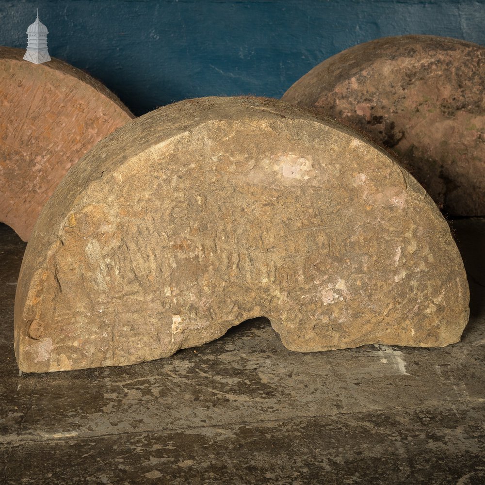 Batch of 8 Antique Half Round Granite Millstones