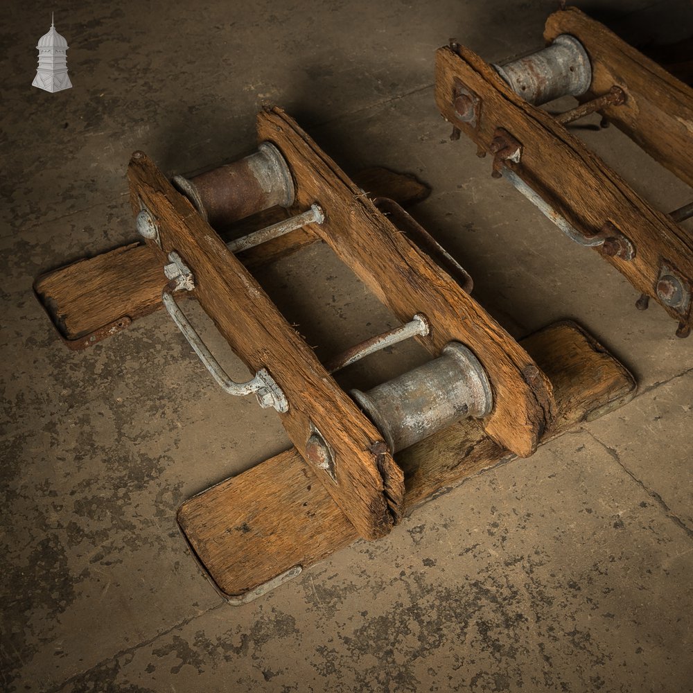 Vintage Industrial Cable Rollers, Set of Three