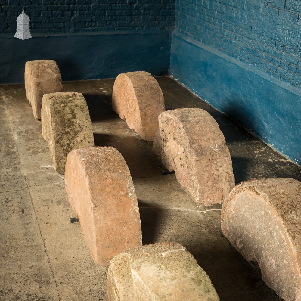 Batch of 8 Antique Half Round Granite Millstones