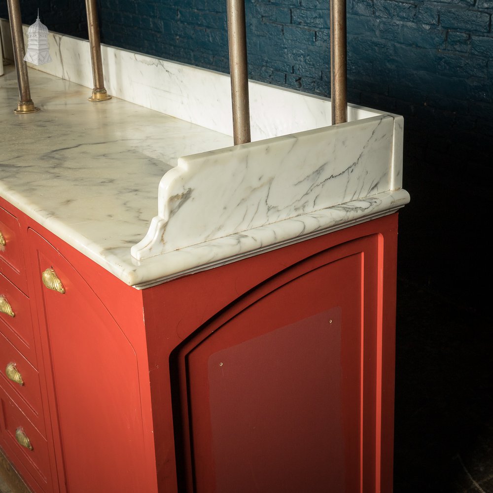 White Marble Topped Sideboard Sink Shelving Unit Reclaimed from Jaime Oliver’s Norwich Restaurant