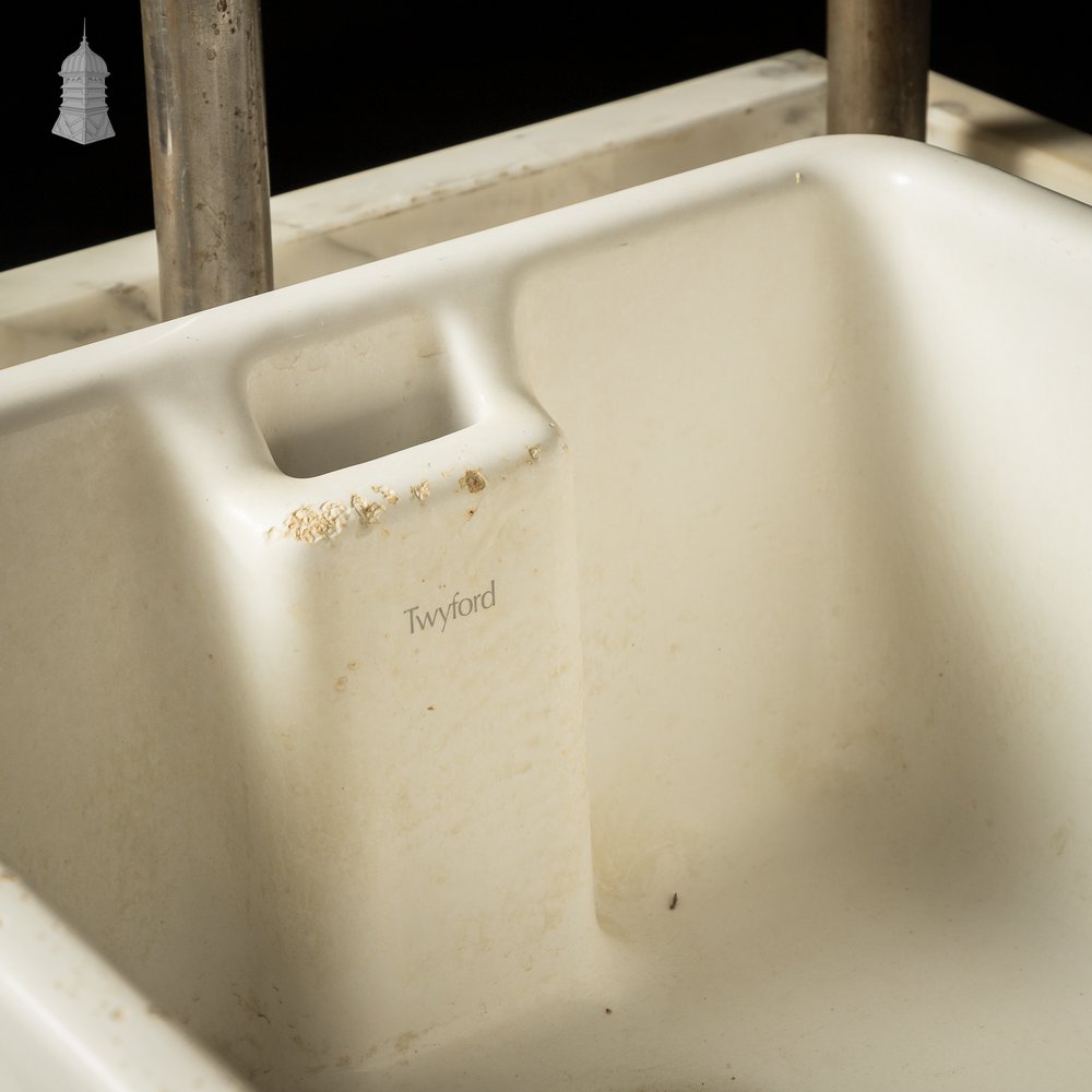 White Marble Topped Sideboard Sink Shelving Unit Reclaimed from Jaime Oliver’s Norwich Restaurant