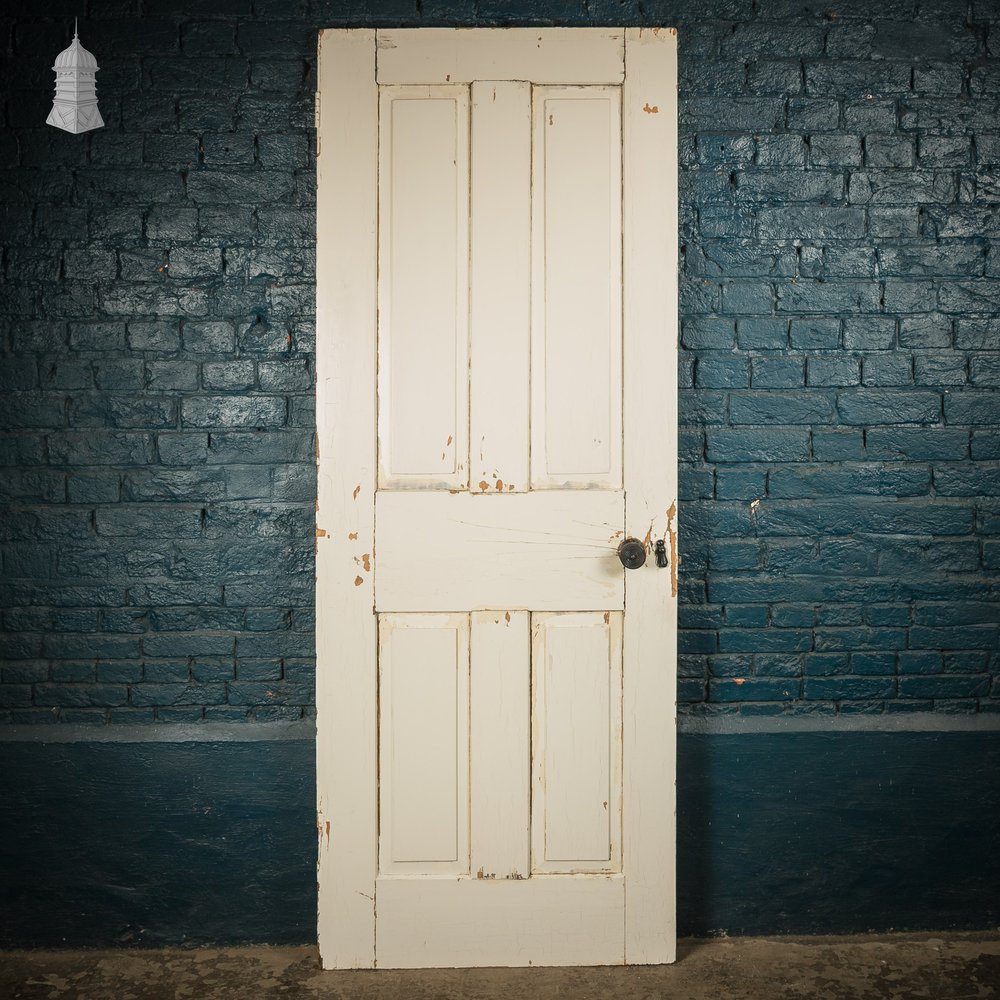 4 Panel Door, Beehive Handle, Distressed White Paint