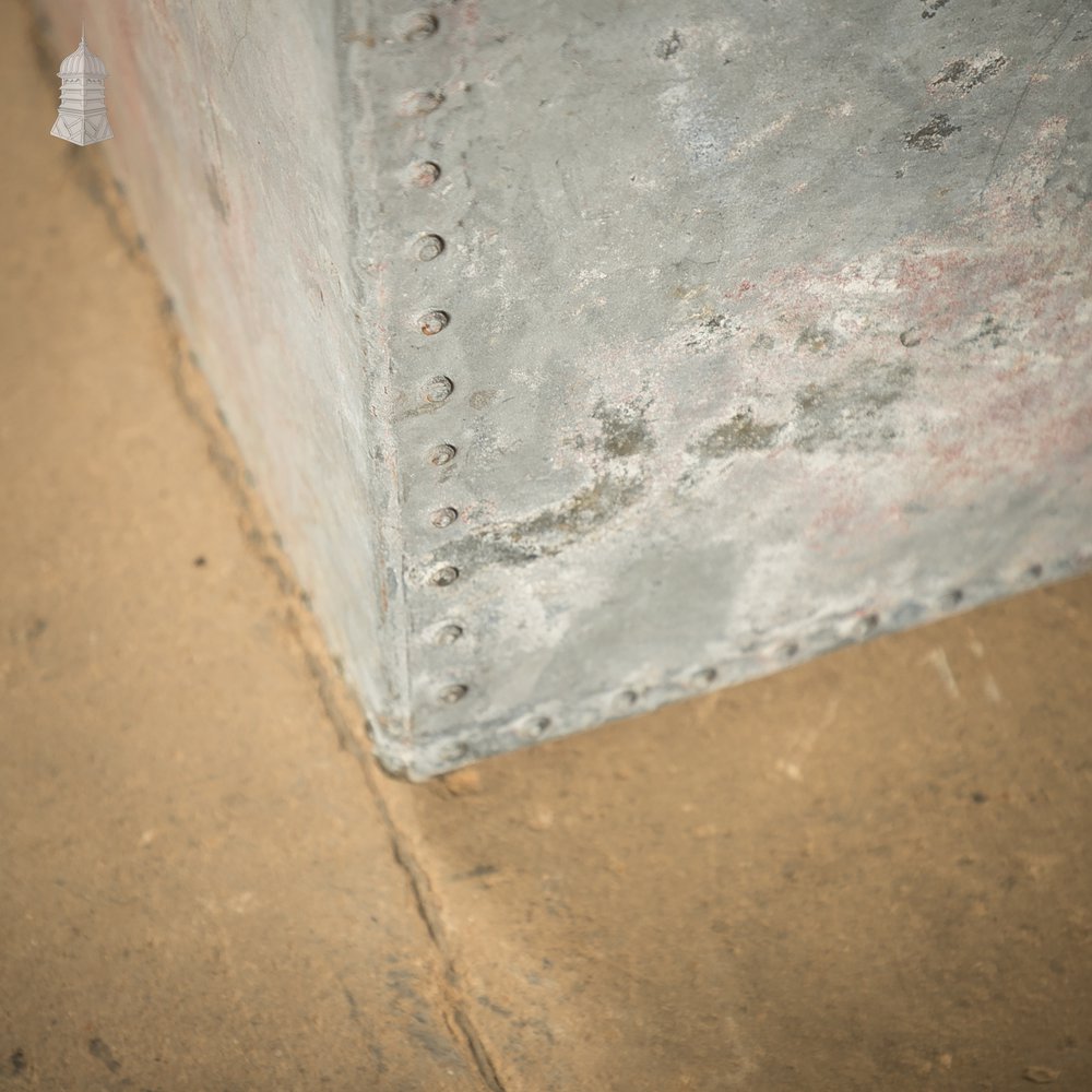 Galvanized Storage Bin with a Hinged Lid.