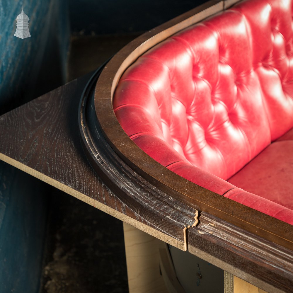 Red Button Back Leather Banquette Corner Bench Seat Reclaimed from Jamie Oliver’s Norwich Restaurant – 31 Feet Long