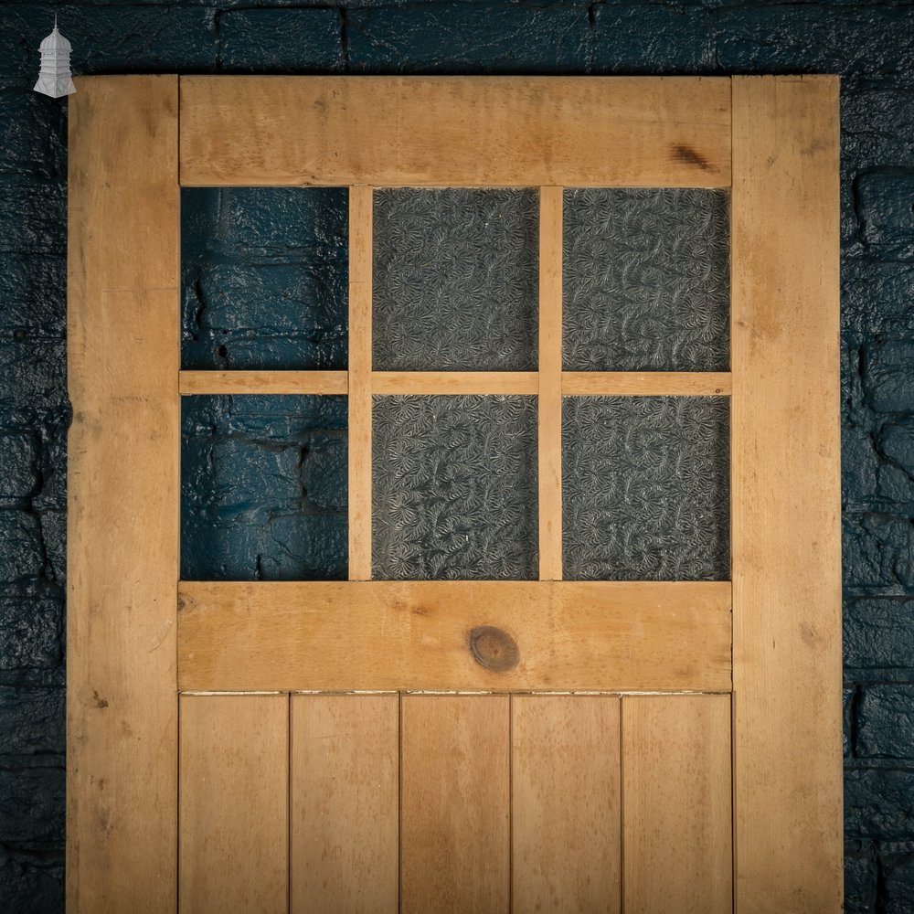 Glazed Pine Door, Edwardian with ‘Figured Rolled Pattern F’ Style Textured Glass