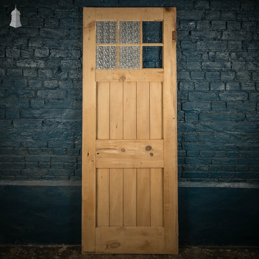 Glazed Pine Door, Edwardian with ‘Figured Rolled Pattern F’ Style Textured Glass