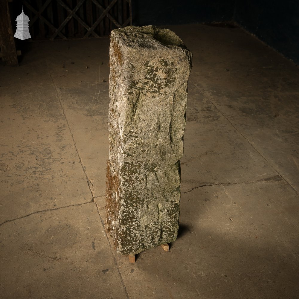 Reclaimed Hand-Carved Stone Block with Weathered Finish