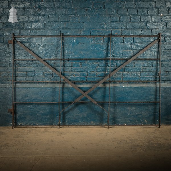 Antique Wrought Iron Estate Gate with Cross Bracing, Reclaimed Garden Gate