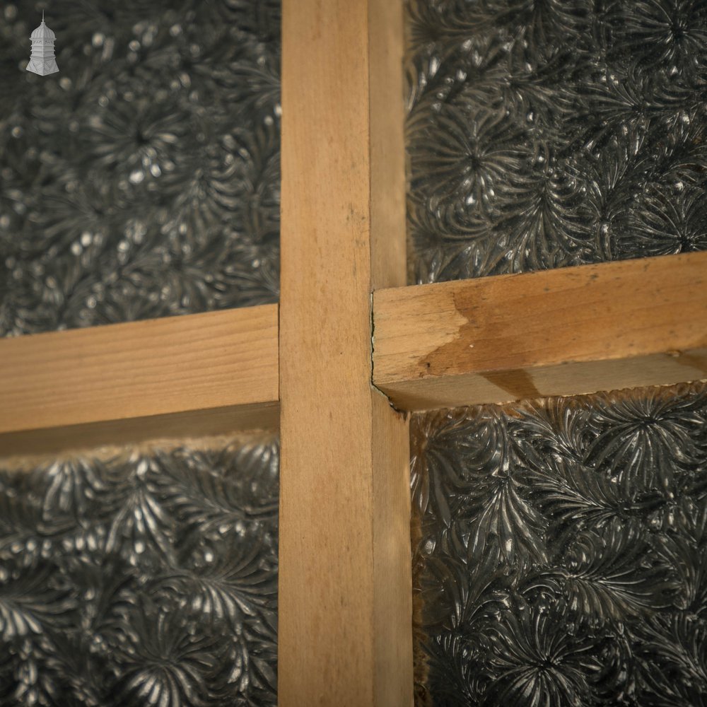 Glazed Pine Doors, Pair of framed plank Edwardian Doors with Muranese Florentine Textured Glass