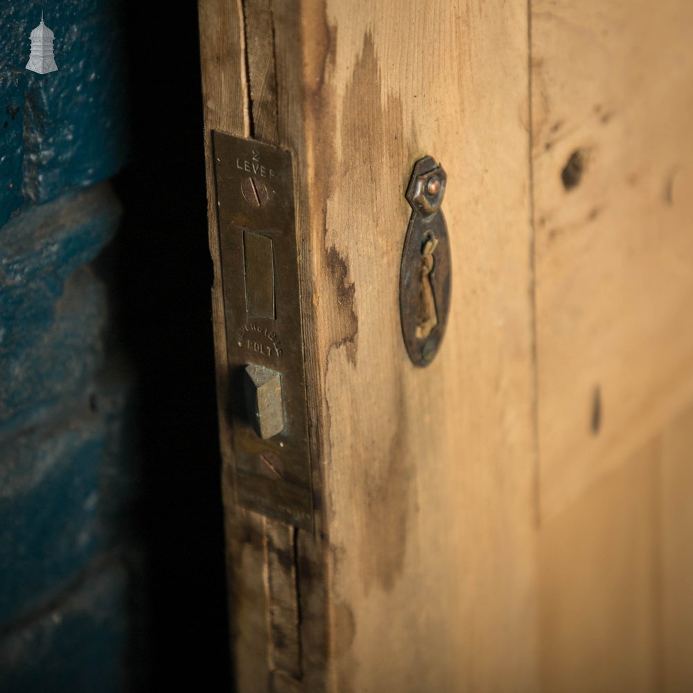 Glazed Pine Doors, Pair of framed plank Edwardian Doors with Muranese Florentine Textured Glass