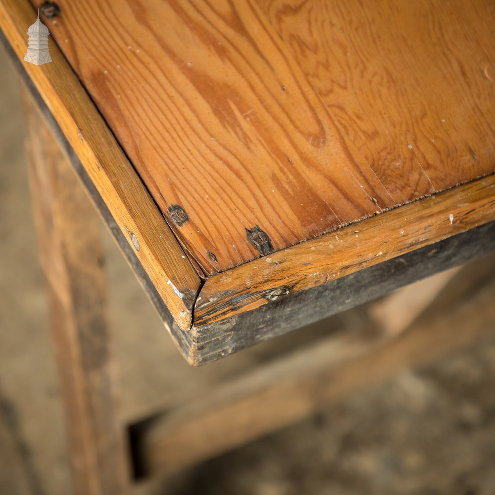 Pitch Pine Folding Military Low Trestle Table - Marked GR VI Sterling Furniture