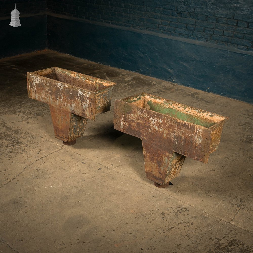 Rainwater Hoppers, Pair of Large Cast Iron Head Boxes