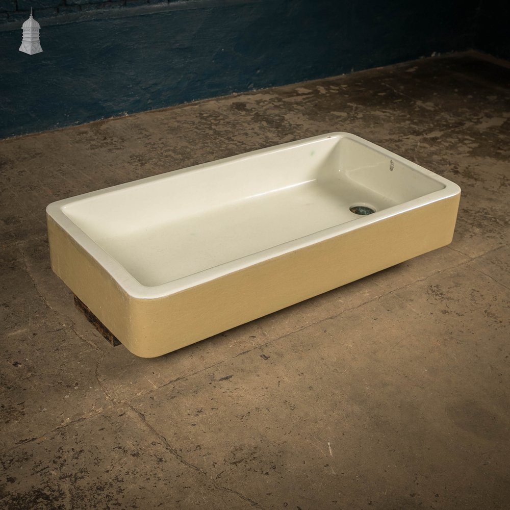 Cane and White Trough Sink, Double Return Shallow Belfast Butler Sink