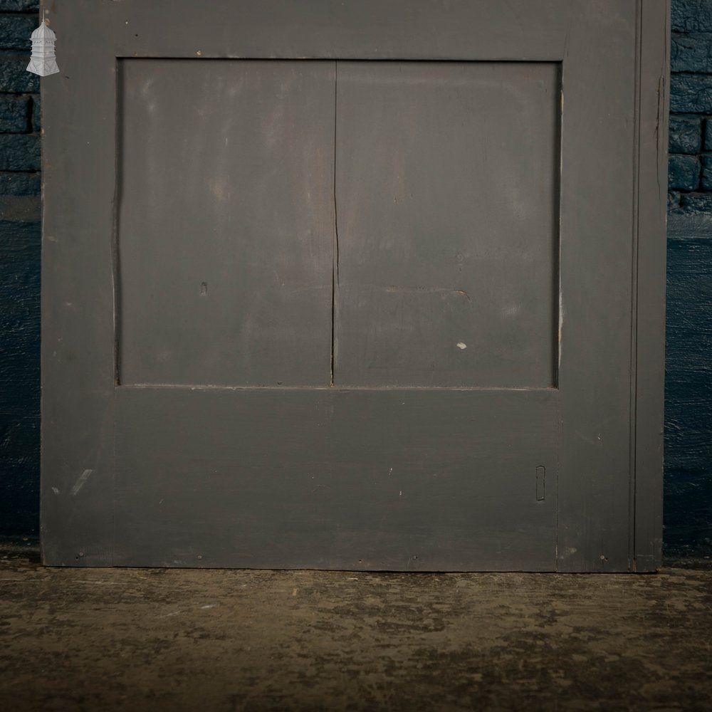 Pine Door With Window, Victorian With Moldings and Grey Painted Finish