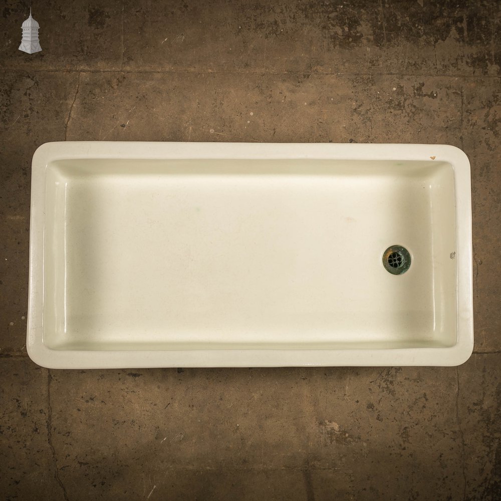 Cane and White Trough Sink, Double Return Shallow Belfast Butler Sink