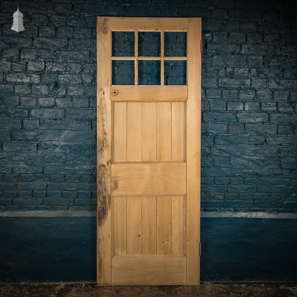 Glazed Pine Door, Edwardian Framed Plank