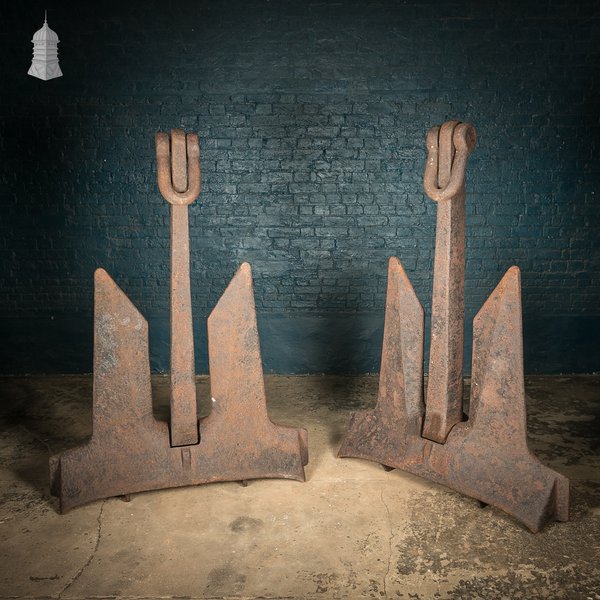 Pair of Salvaged AC-14 Stockless Anchors, 700kg Cast Iron