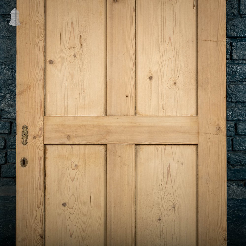 Pine Paneled Door, 4 Panel Victorian Cupboard Door