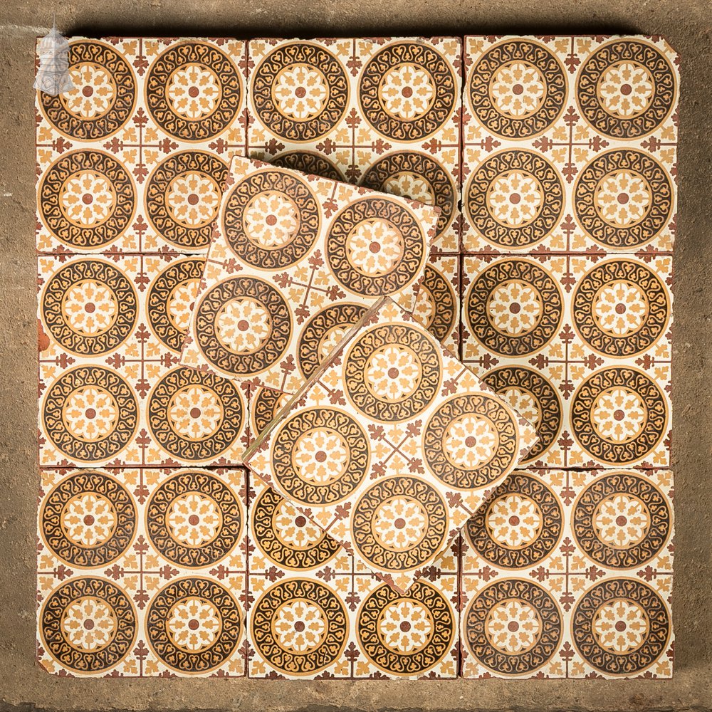 11 Reclaimed Victorian Minton Encaustic Floor Tiles, Gothic Revival