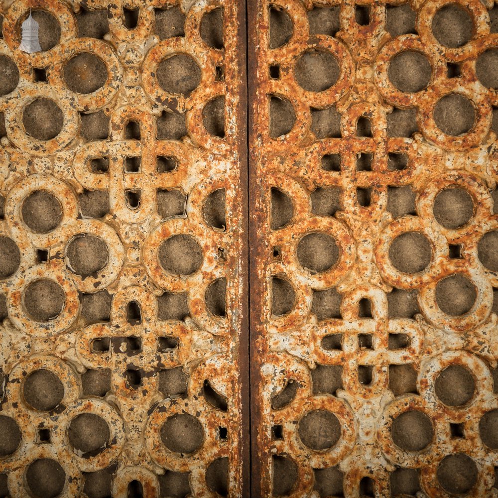 Cast Iron Grates, White Painted Geometric Design