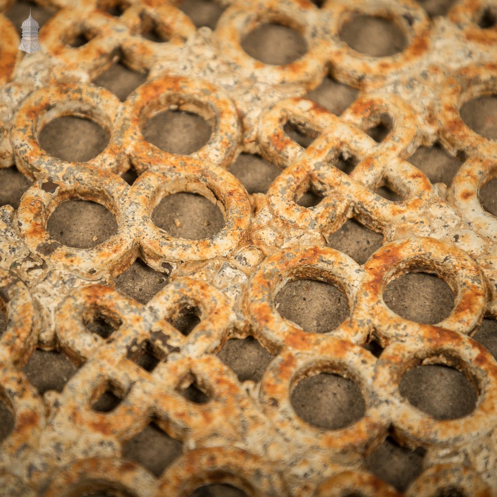 Cast Iron Grates, White Painted Geometric Design